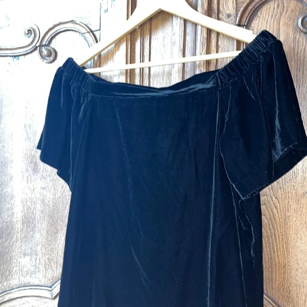 NEW LOFT Velvet black off the shoulder dress